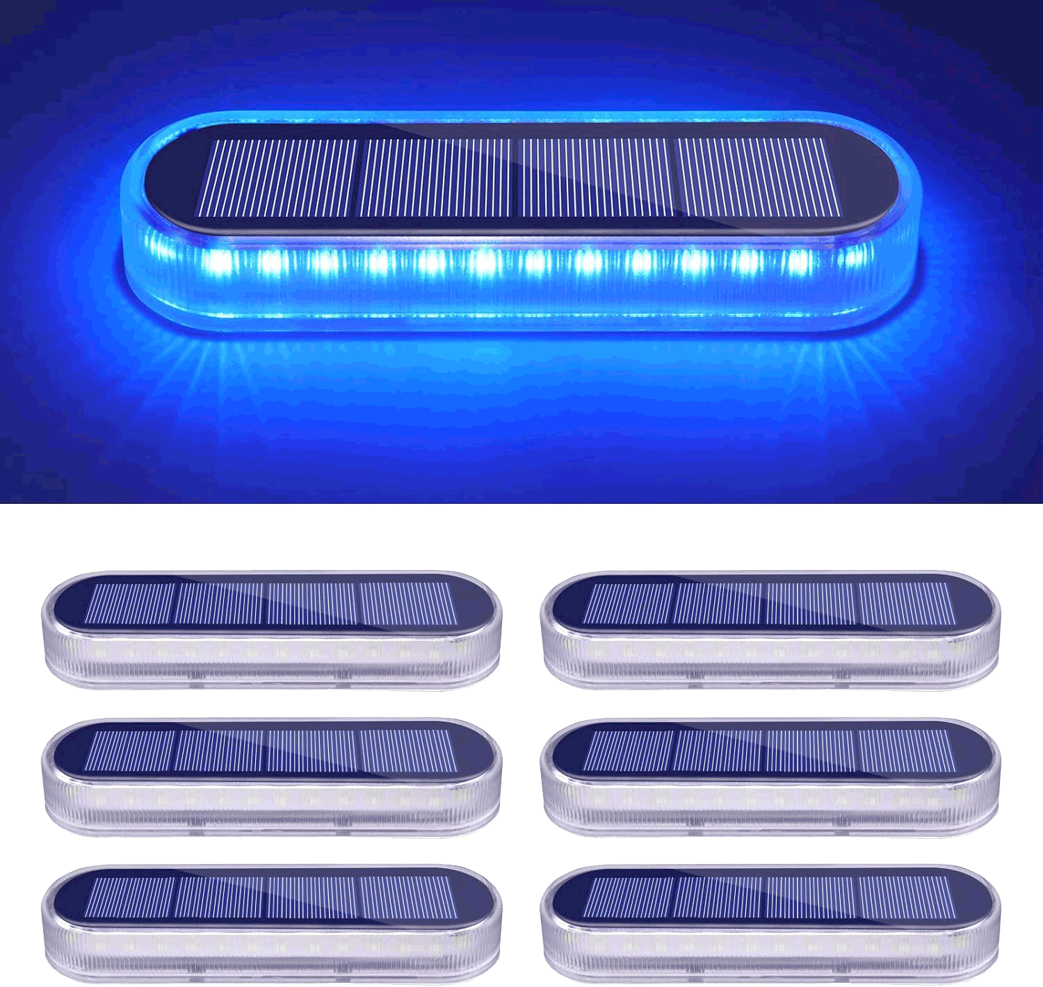YiLaie Blue Light Long Strip Solar Outdoor Lights for Deck