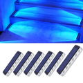 YiLaie 6 pcs Blue Solar Outdoor Step Lights for Deck Dock & Pathway