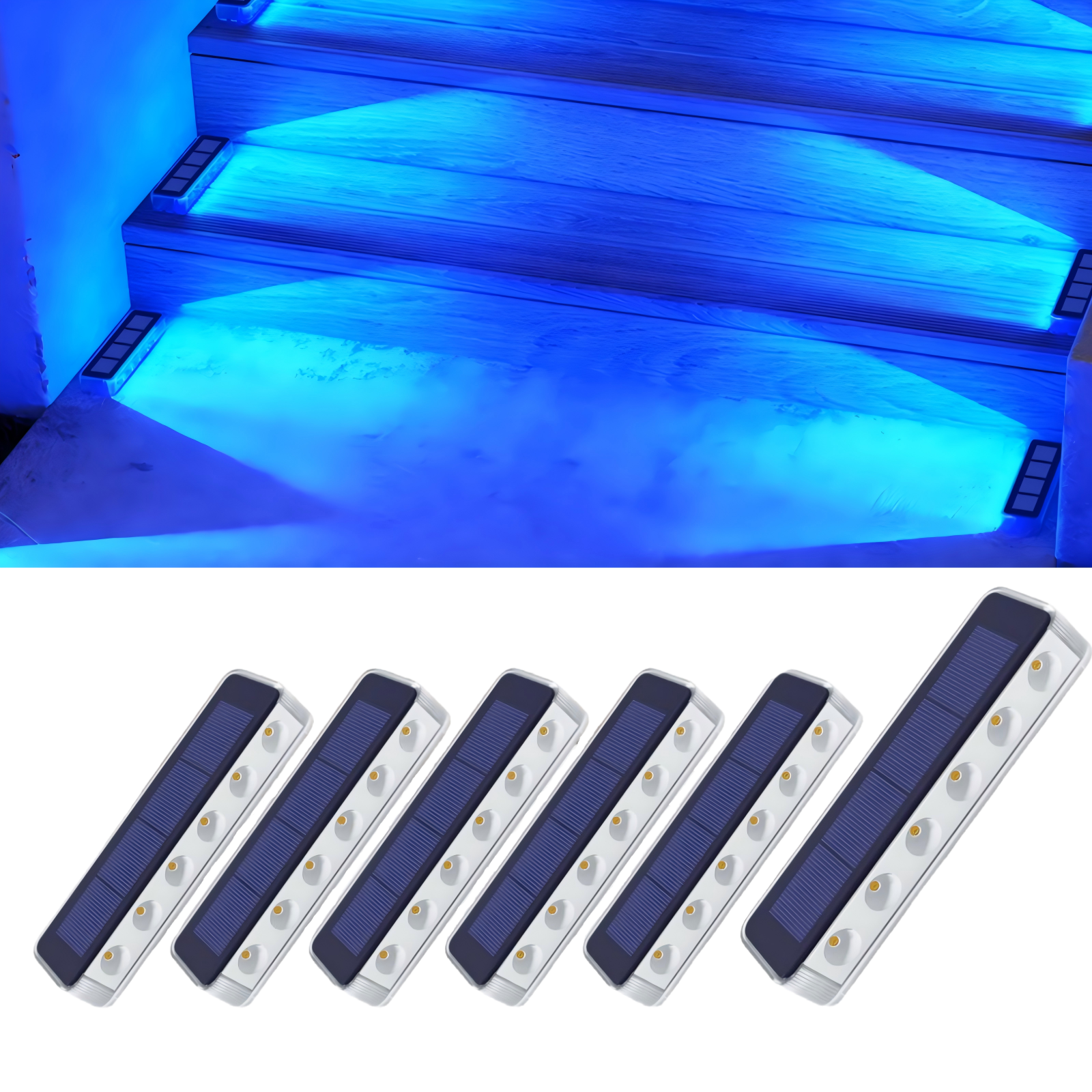 YiLaie Blue Solar Outdoor Step Lights for Deck Dock & Pathway