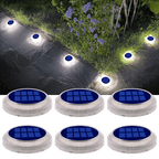 YiLaie Beveled Round White Solar Deck Lights Waterproof Outdoor Pathway Driveway Dock