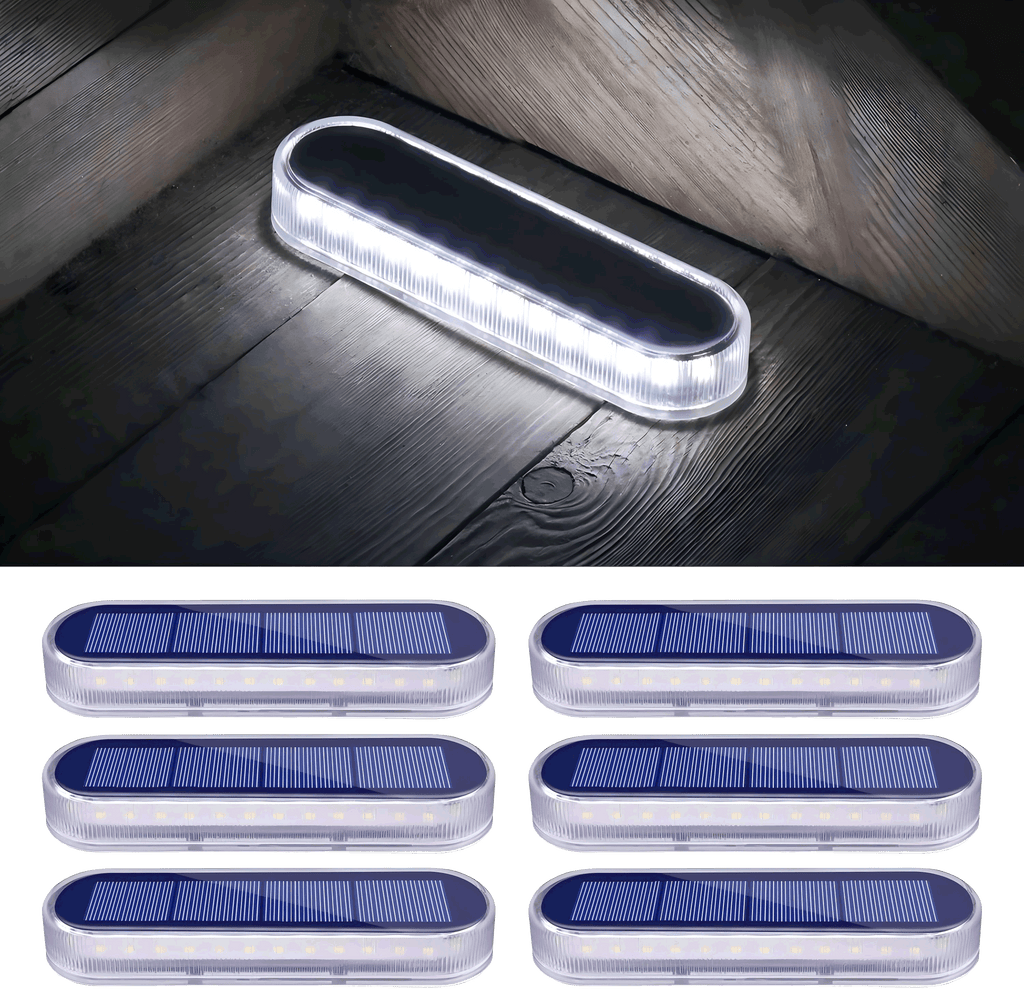 YiLaie White Long Strip Solar Outdoor Deck Lights Waterproof