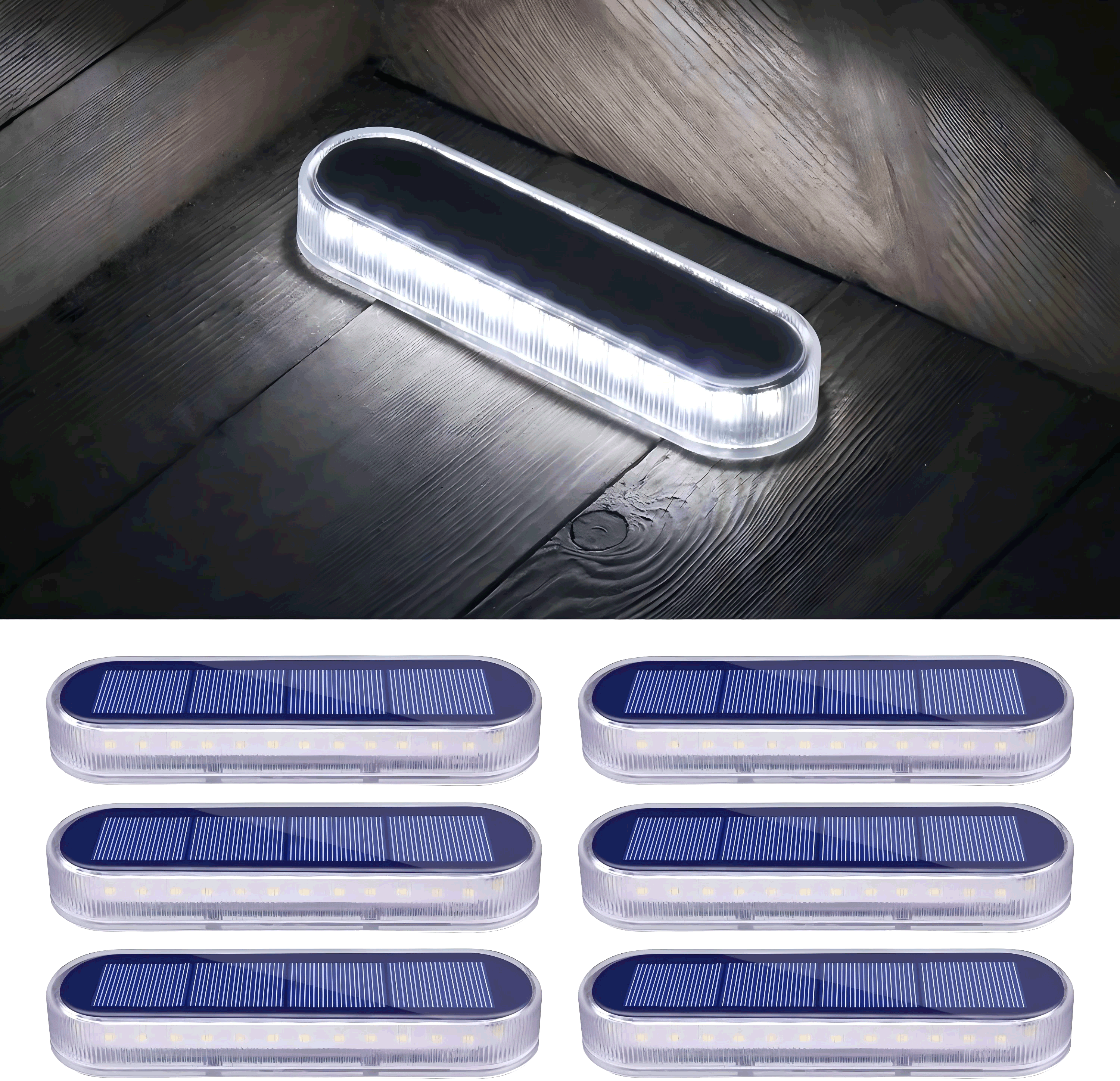YiLaie White Long Strip Solar Outdoor Deck Lights Waterproof