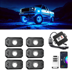 YiLaie X-Type RGB Rock Lights Kit,6 Pods Underglow,App&RF Remote for Truck ATV UTV