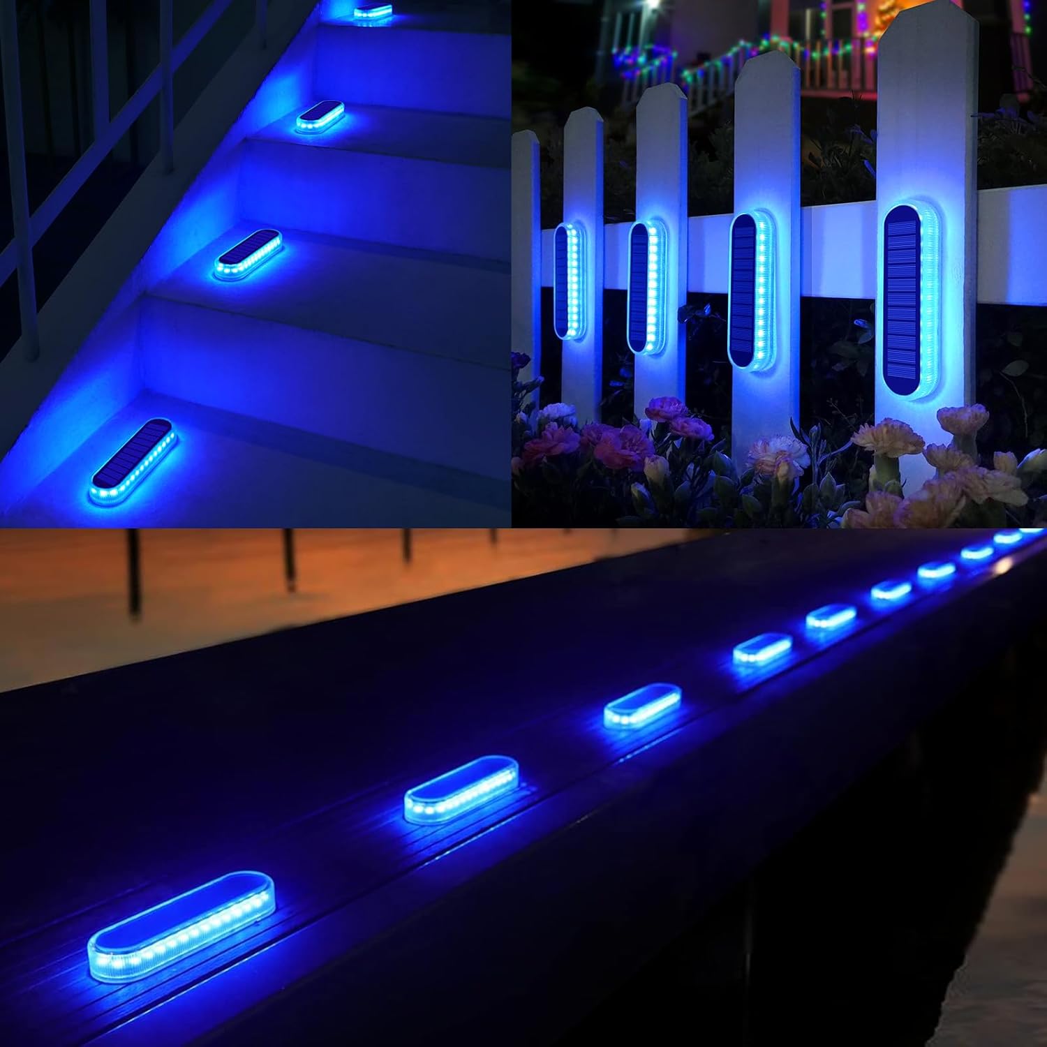 YiLaie Blue Light Long Strip Solar Outdoor Lights for Deck