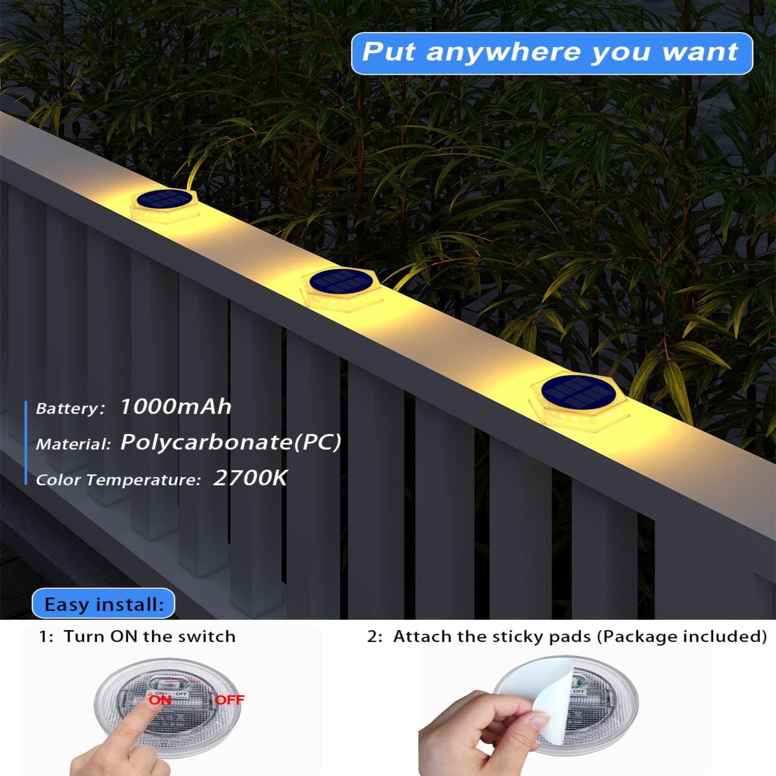 YiLaie Hexagon Warm White Solar Outdoor Lights for Deck & Driveway