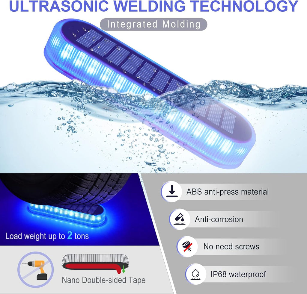 YiLaie Blue Light Long Strip Solar Outdoor Lights for Deck