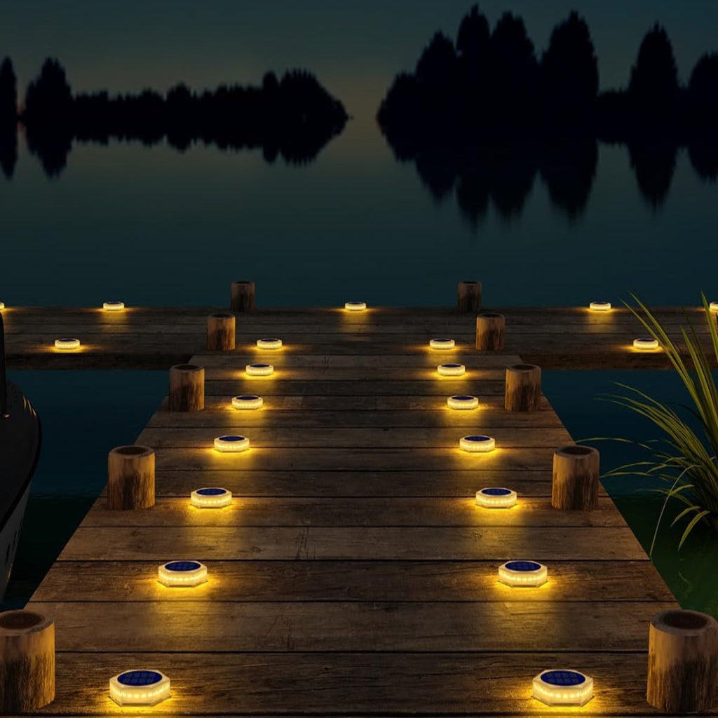 YiLaie Hexagon Warm White Solar Outdoor Lights for Deck & Driveway