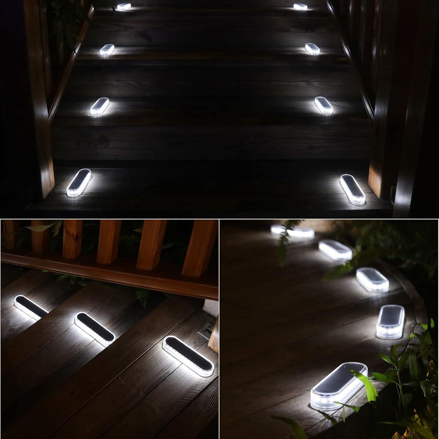 YiLaie White Long Strip Solar Outdoor Deck Lights Waterproof