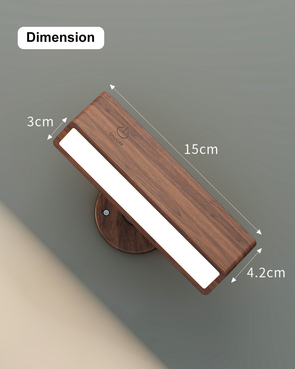 YiLaie Black Walnut LED Wall Sconce 3 Color Temp Rechargeable with Remote