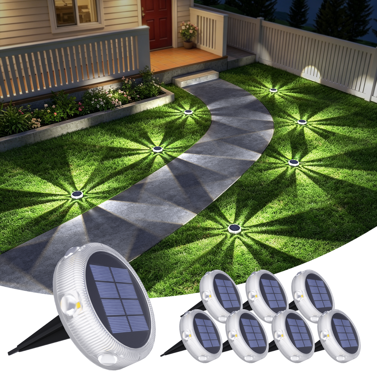 YiLaie 8pcs Cold White Solar In-Ground Lights