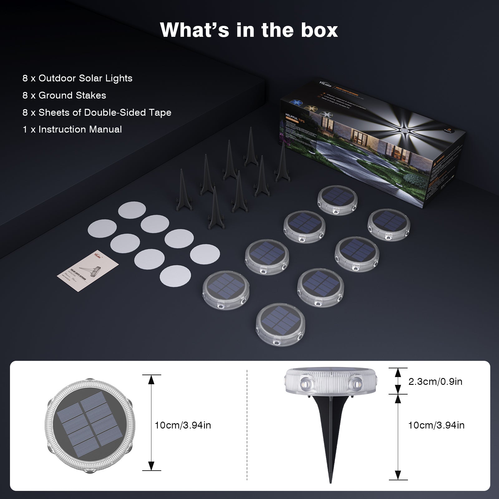 YiLaie 8pcs Cold White Solar In-Ground Lights