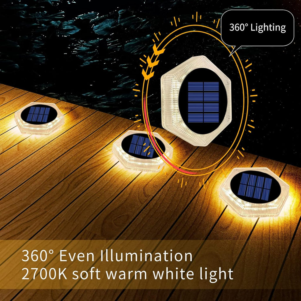 YiLaie Hexagon Warm White Solar Outdoor Lights for Deck & Driveway