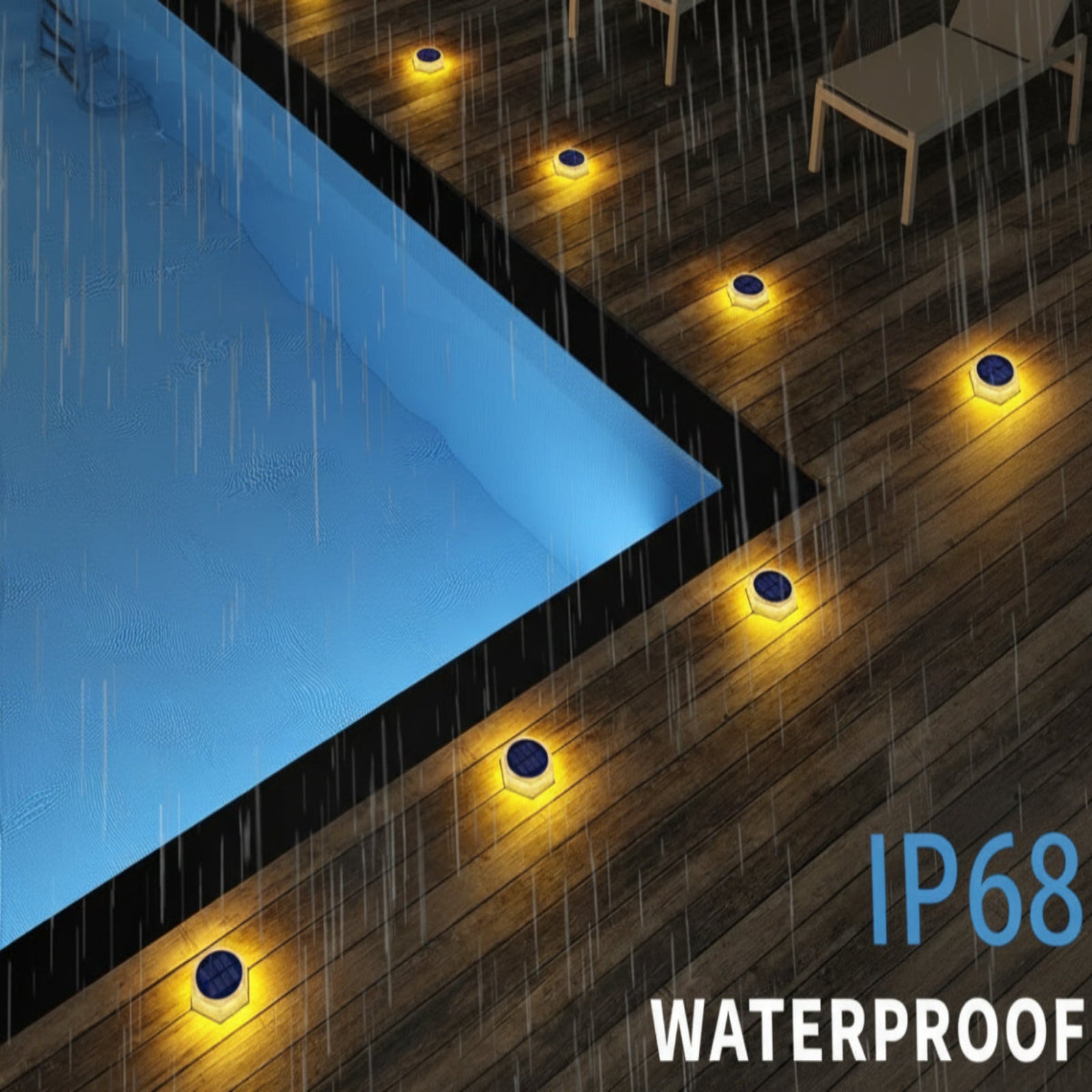 YiLaie Hexagon Warm White Solar Outdoor Lights for Deck & Driveway