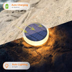 YiLaie Round Warm White Solar Outdoor Garden Pathway Deck Lights