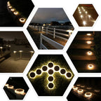 YiLaie Hexagon Warm White Solar Outdoor Lights for Deck & Driveway