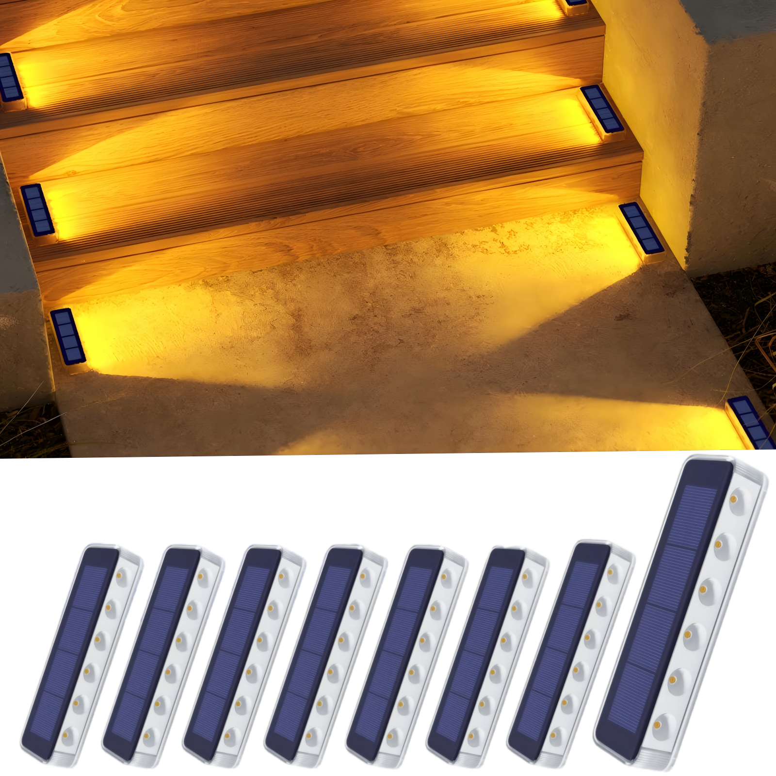 Warm White Solar Outdoor Step Lights 8 packs