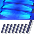 YiLaie 8 pcs Blue Solar Outdoor Step Lights for Deck Dock & Pathway