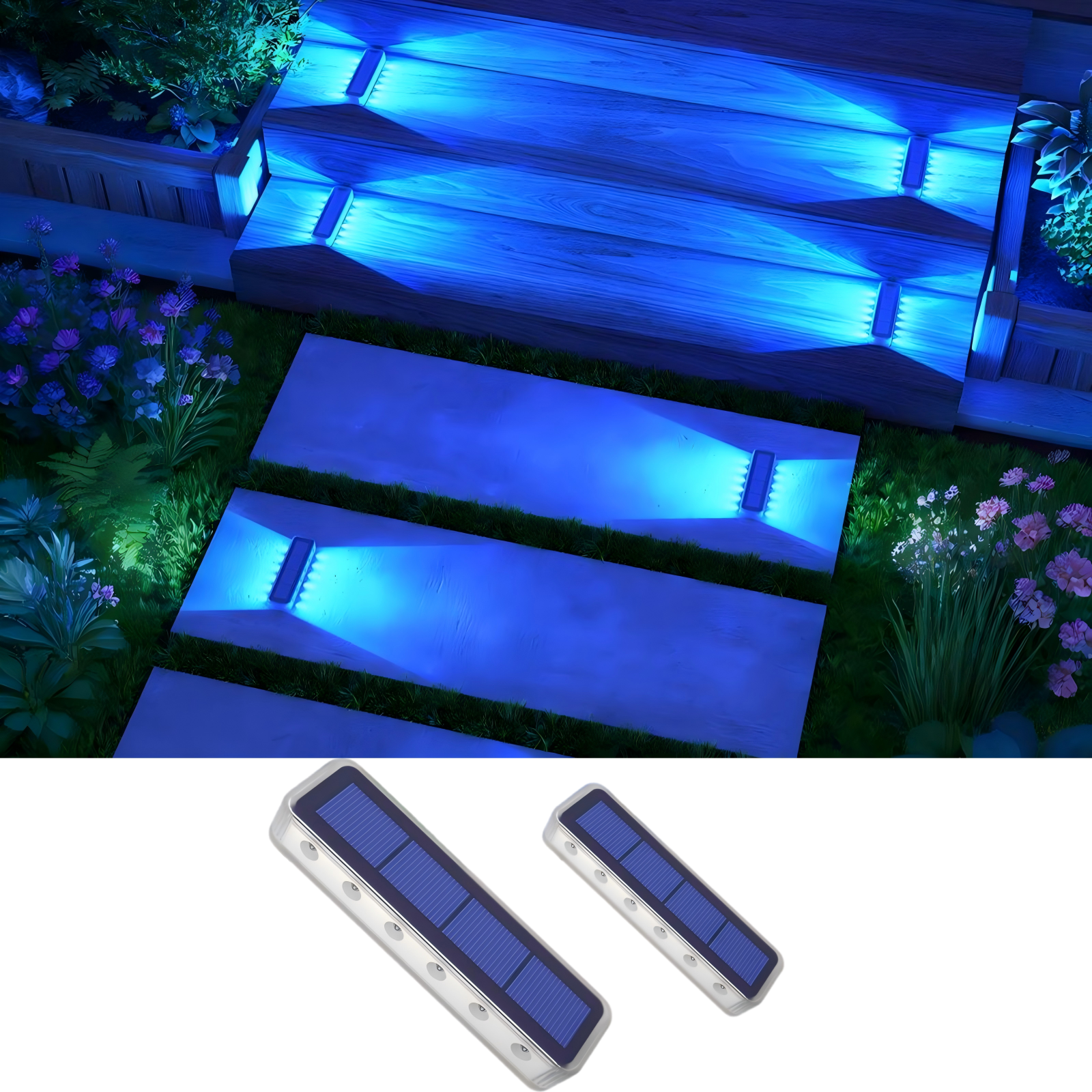 YiLaie Blue Two-Sided Illumination  Solar Step Lights