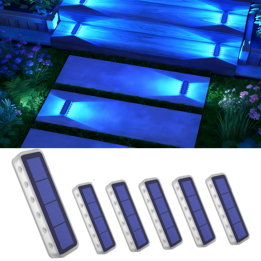 YiLaie 6 pcs Blue Two-Sided Illumination  Solar Step Lights