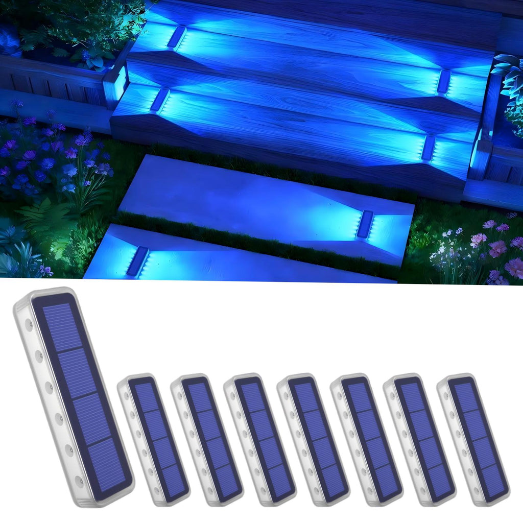 YiLaie 8 pcs Blue Two-Sided Illumination  Solar Step Lights