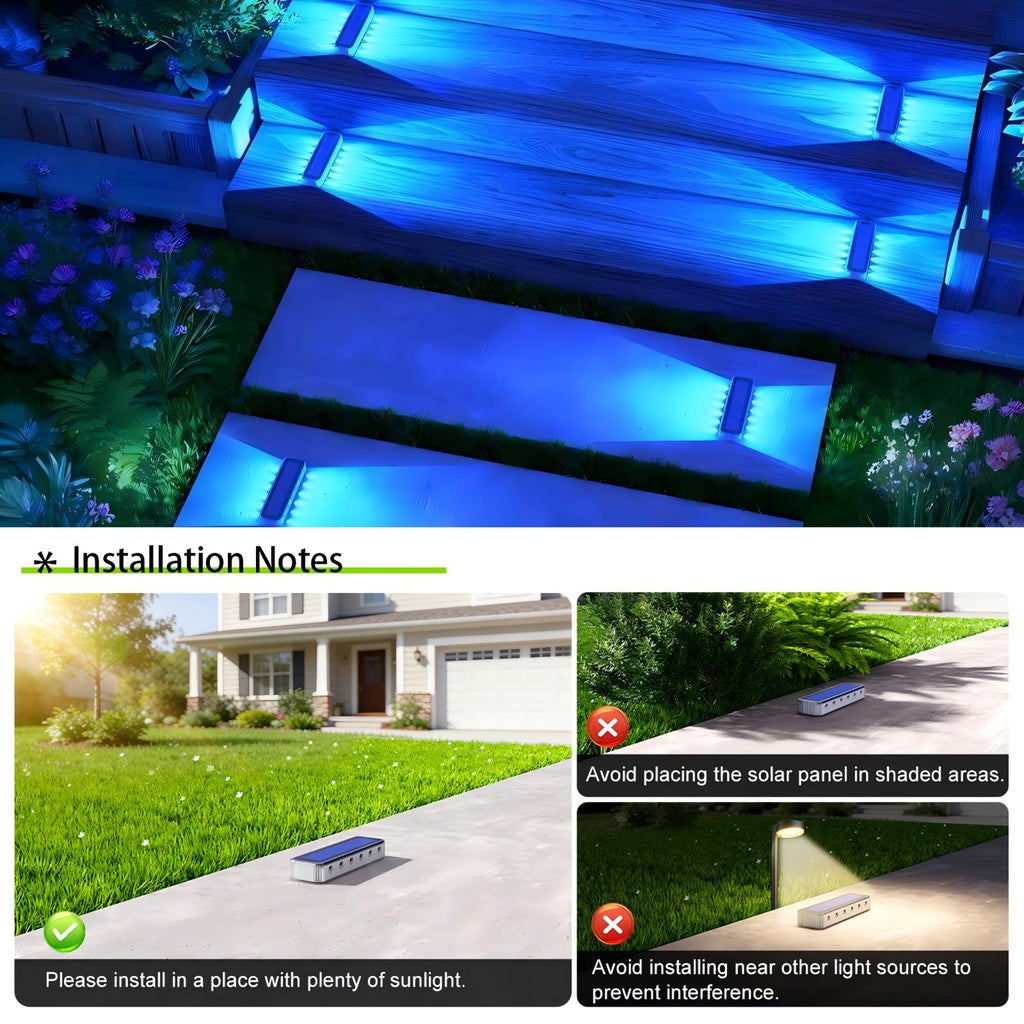 YiLaie Blue Two-Sided Illumination  Solar Step Lights
