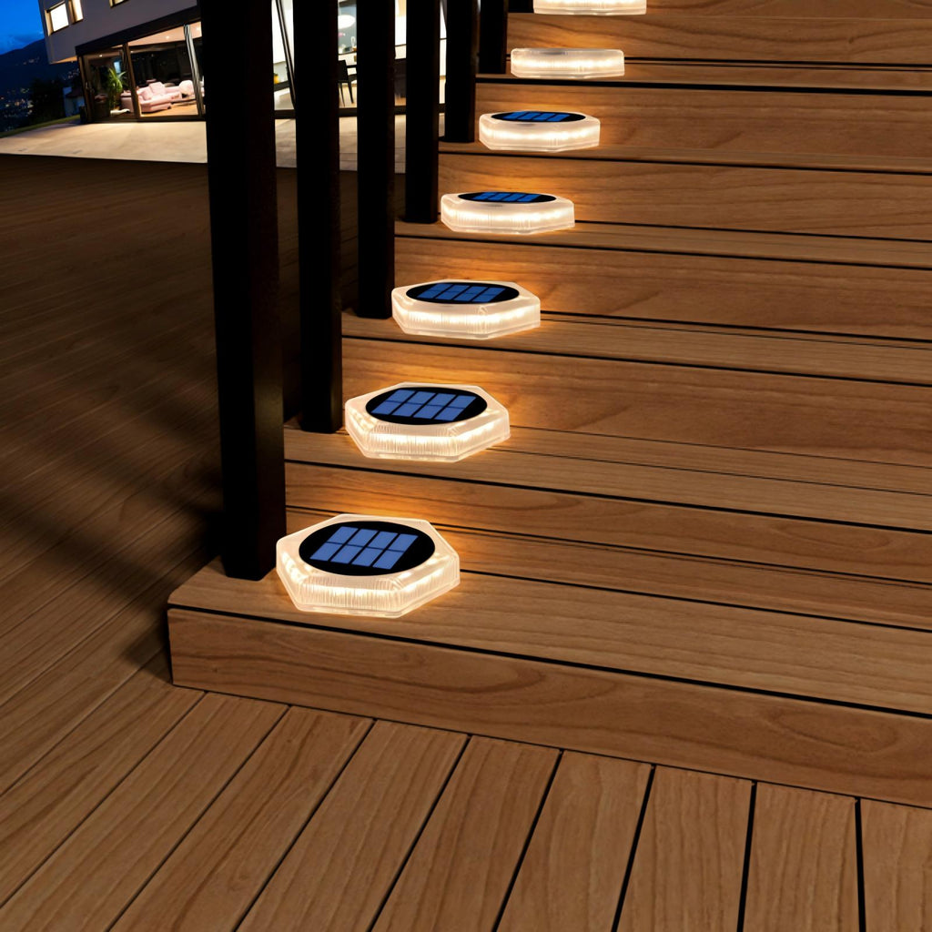 YiLaie Hexagon Warm White Solar Outdoor Lights for Deck & Driveway