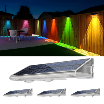 YiLaie Warm White & RGB Solar Fence Lights Outdoor