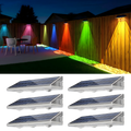YiLaie  6  pcs Warm White & RGB Solar Fence Lights Outdoor