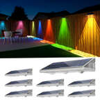 YiLaie  8 pcs Warm White & RGB Solar Fence Lights Outdoor
