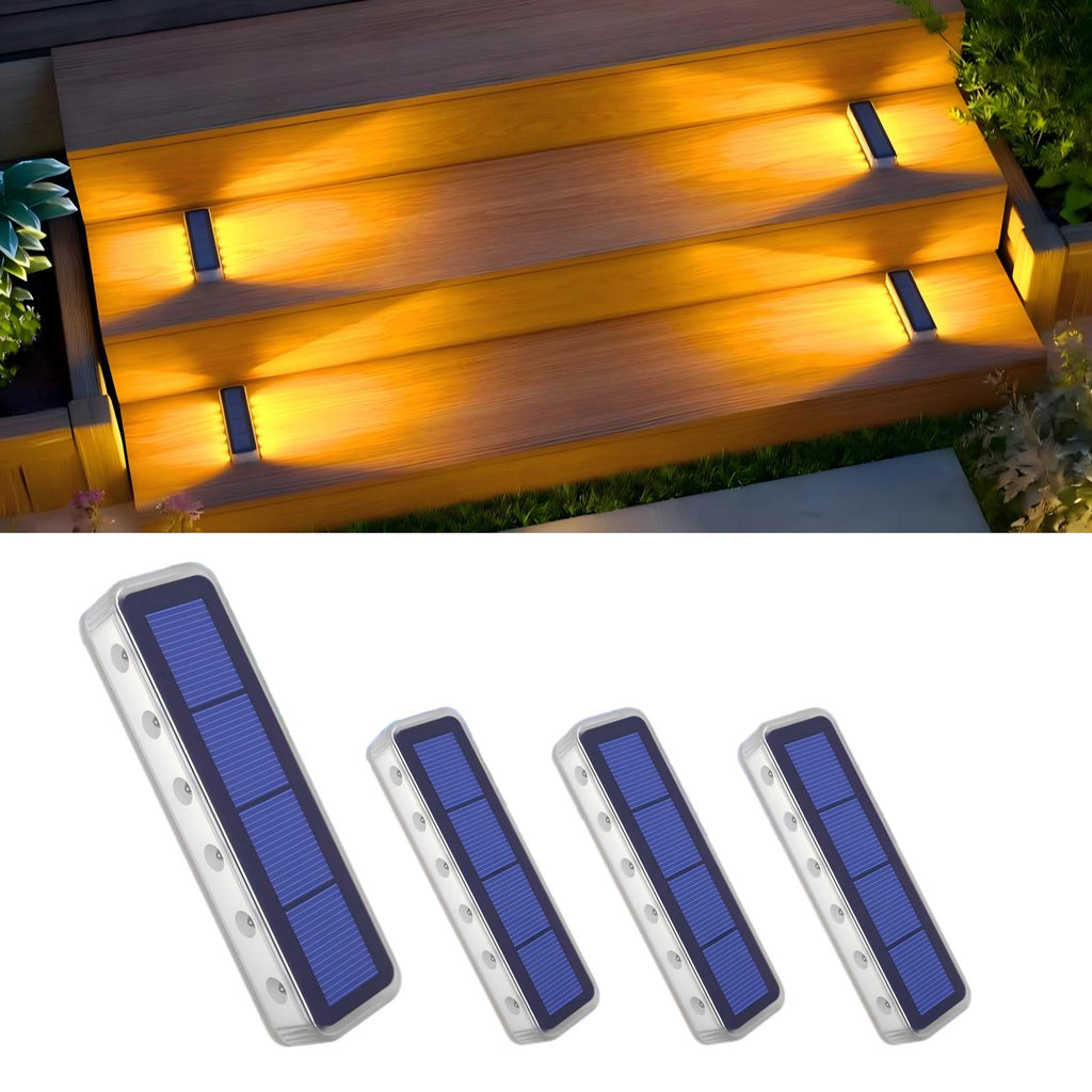 YiLaie 4 pcs Warm White Two-Sided Illumination  Solar Step Lights