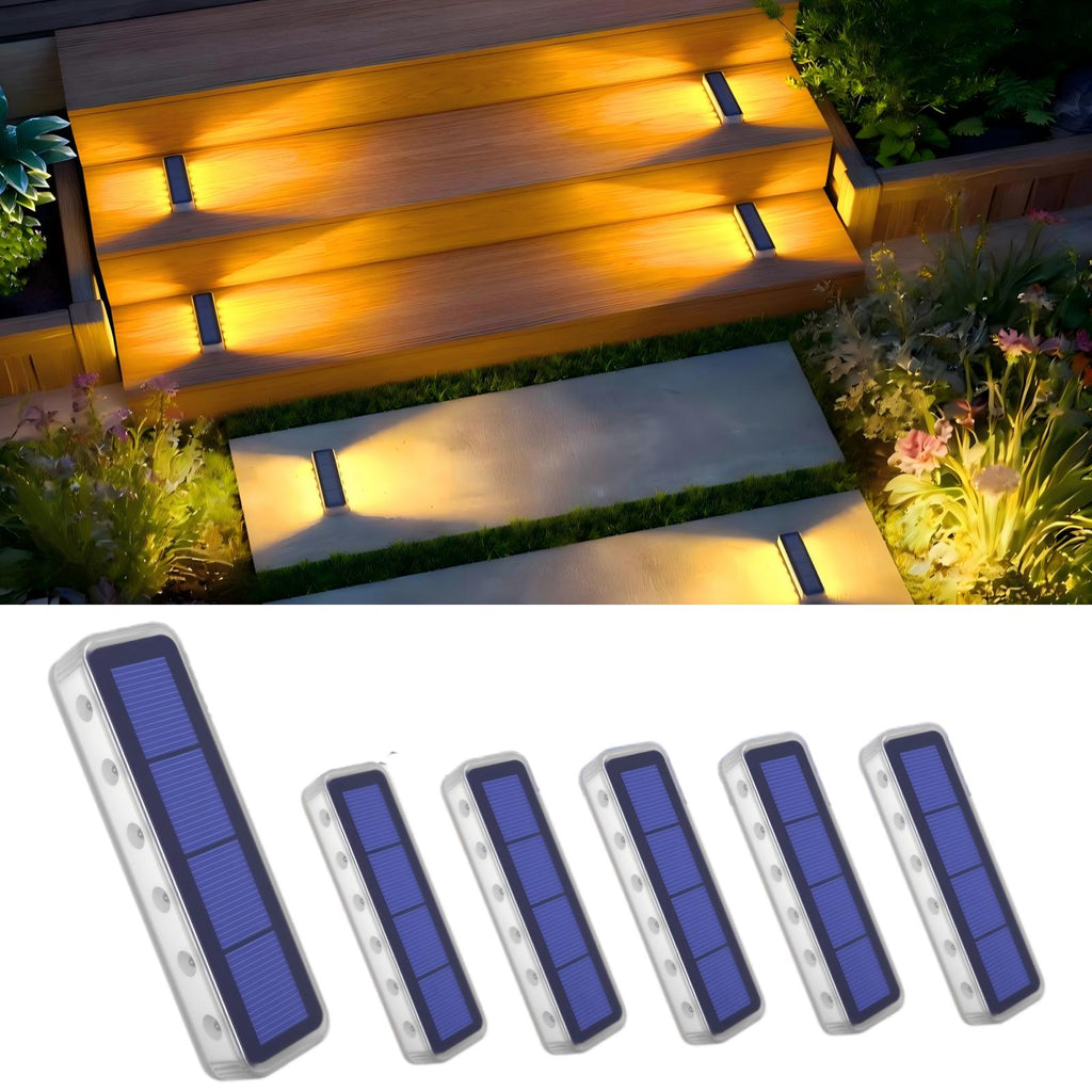 YiLaie 6 pcs Warm White Two-Sided Illumination  Solar Step Lights
