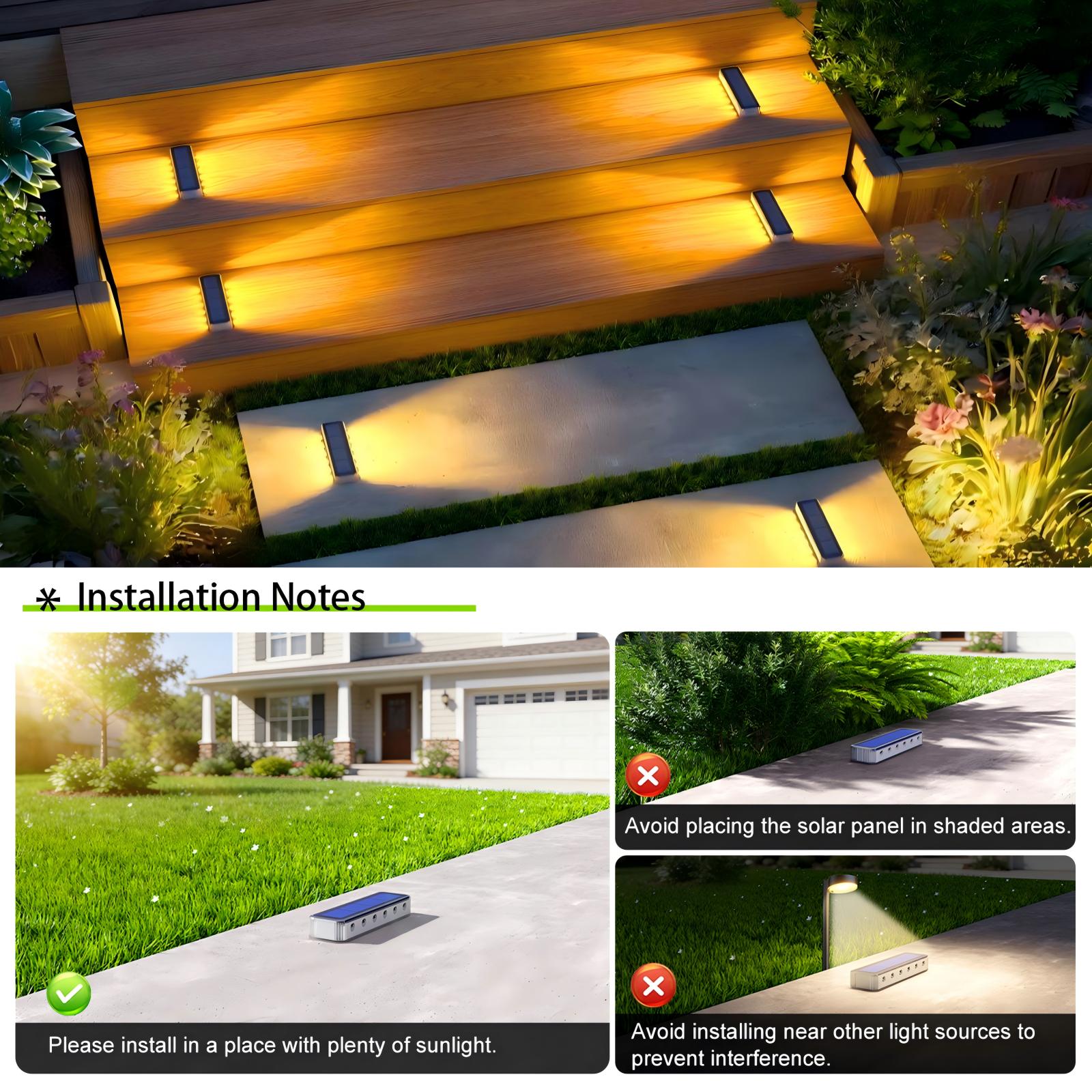 YiLaie Warm White Two-Sided Illumination  Solar Step Lights