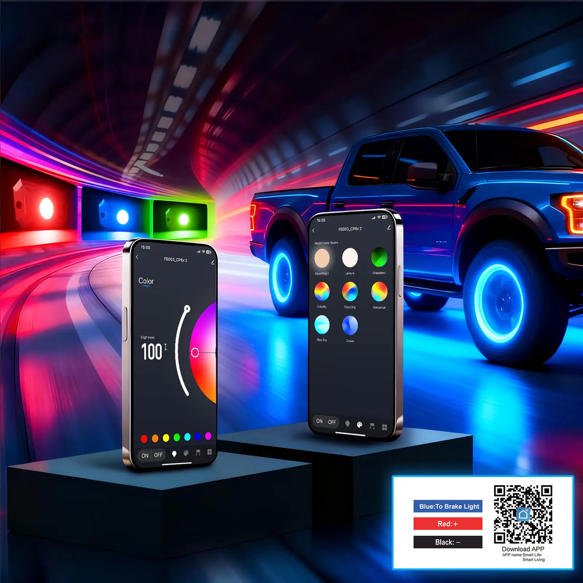 YiLaie X-Type RGB Rock Lights, 10 Pods,App&RF Remote for Truck ATV UTV