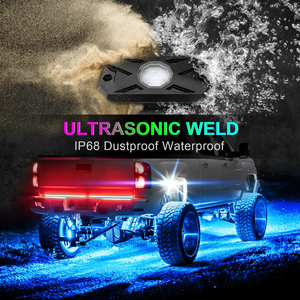 YiLaie X-Type RGB Rock Lights, 10 Pods,App&RF Remote for Truck ATV UTV