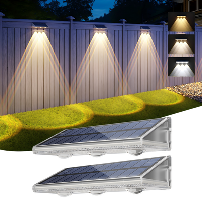 YiLaie  2 pcs Solar Fence Lights for Outdoor（ 3000K/4500K/6500K ）