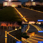 YiLaie Two‑Sided Side Glow Solar Deck Lights 12 Pcs, Amber Warm Marker Lights