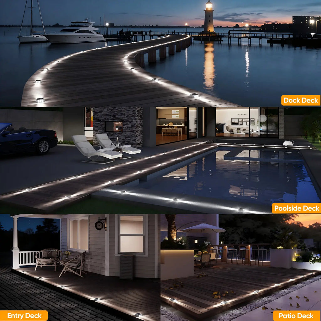 YiLaie Two‑Sided Side Glow Solar Driveway Lights 4‑Pack,White Lights