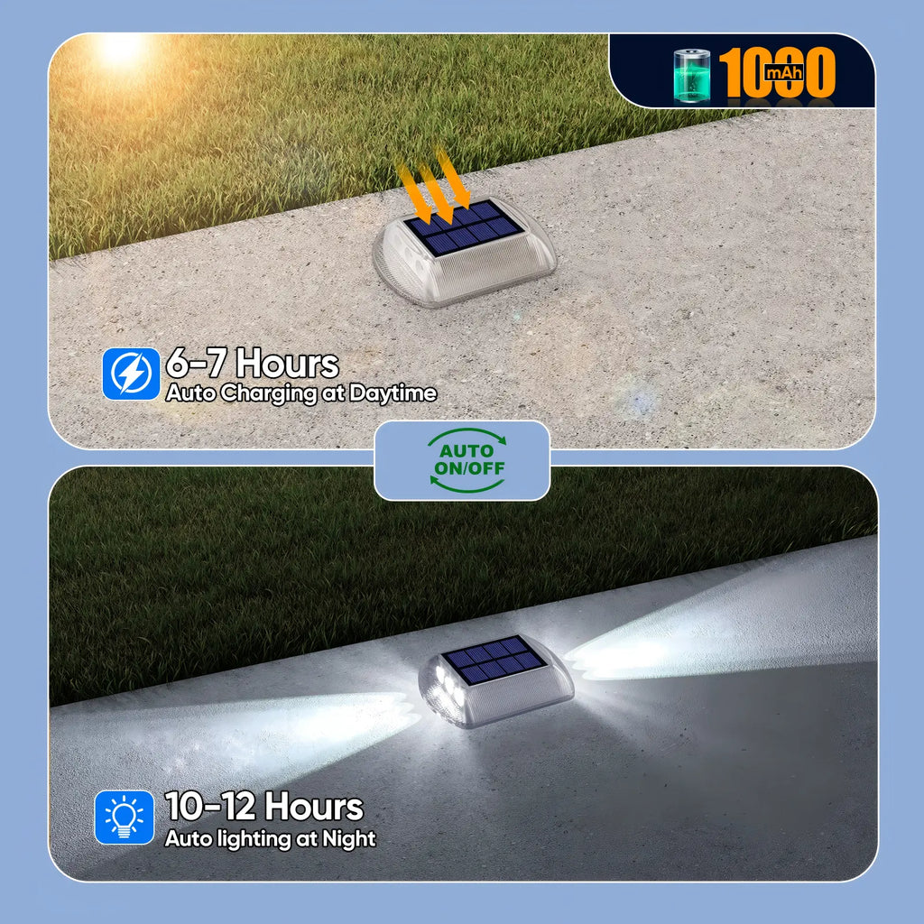 YiLaie Two‑Sided Side Glow Solar Driveway Lights 4‑Pack,White Lights