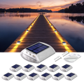 YiLaie Two‑Sided Side Glow Solar Deck Lights 12 Pcs, Amber Warm Marker Lights