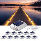 YiLaie Two‑Sided Side Glow Solar Deck Lights 12 Pcs, Amber Warm Marker Lights