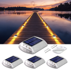 YiLaie Two‑Sided Side Glow Solar Deck Lights 4 Pcs, Amber Warm Marker Lights
