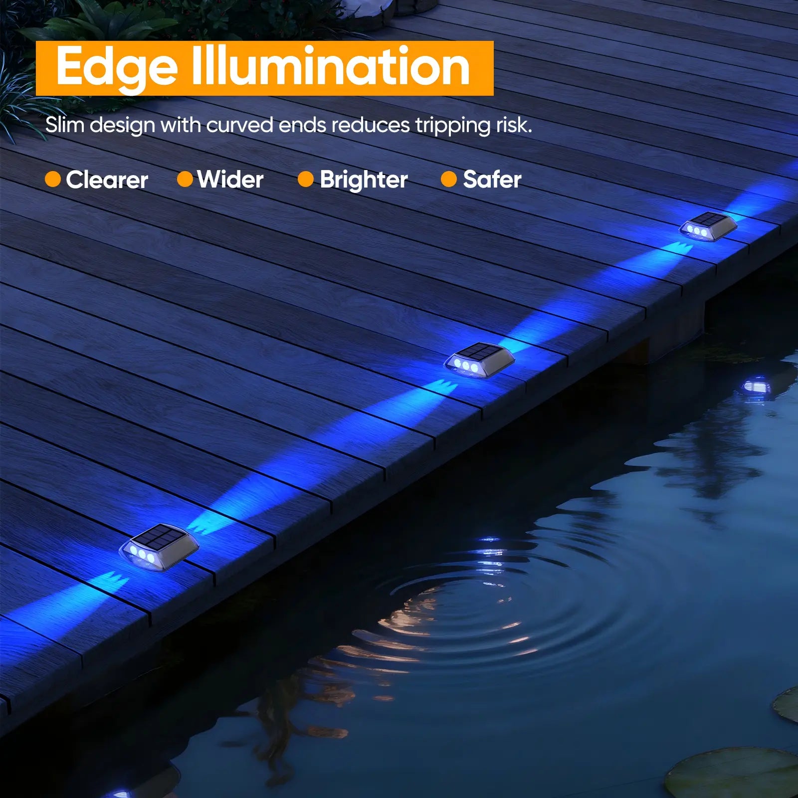 YiLaie Blue Two‑Sided Side Glow Solar Driveway Lights 4‑Pack