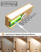 YiLaie Beechwood Cordless LED Wall Sconce Rechargeable Touch Control
