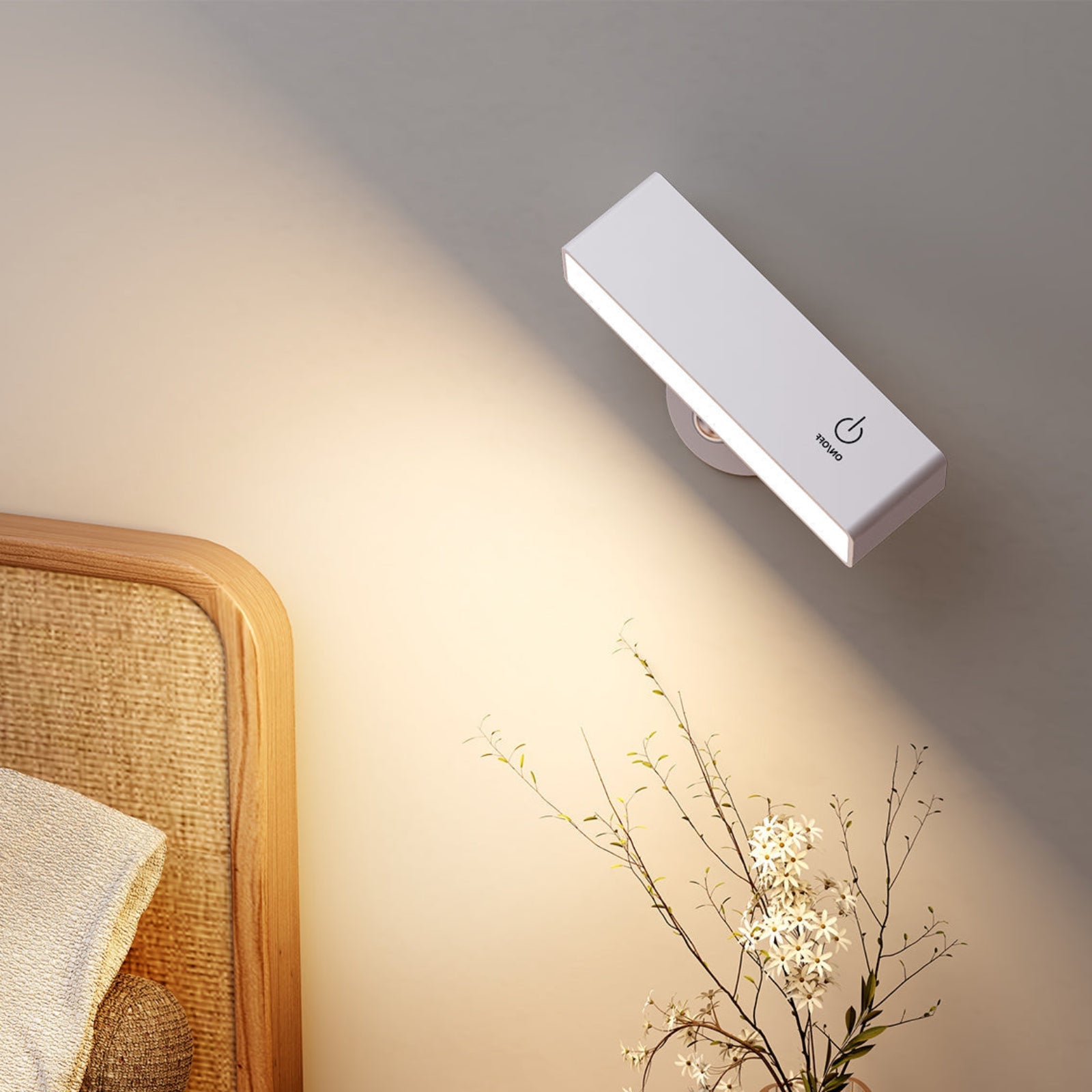 YiLaie White Rechargeable Magnetic LED Wall Sconce Touch Dimmable