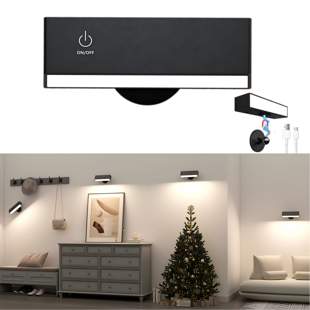 YiLaie 1 pack Black 4000K Rechargeable Magnetic Wall Sconce-touch control