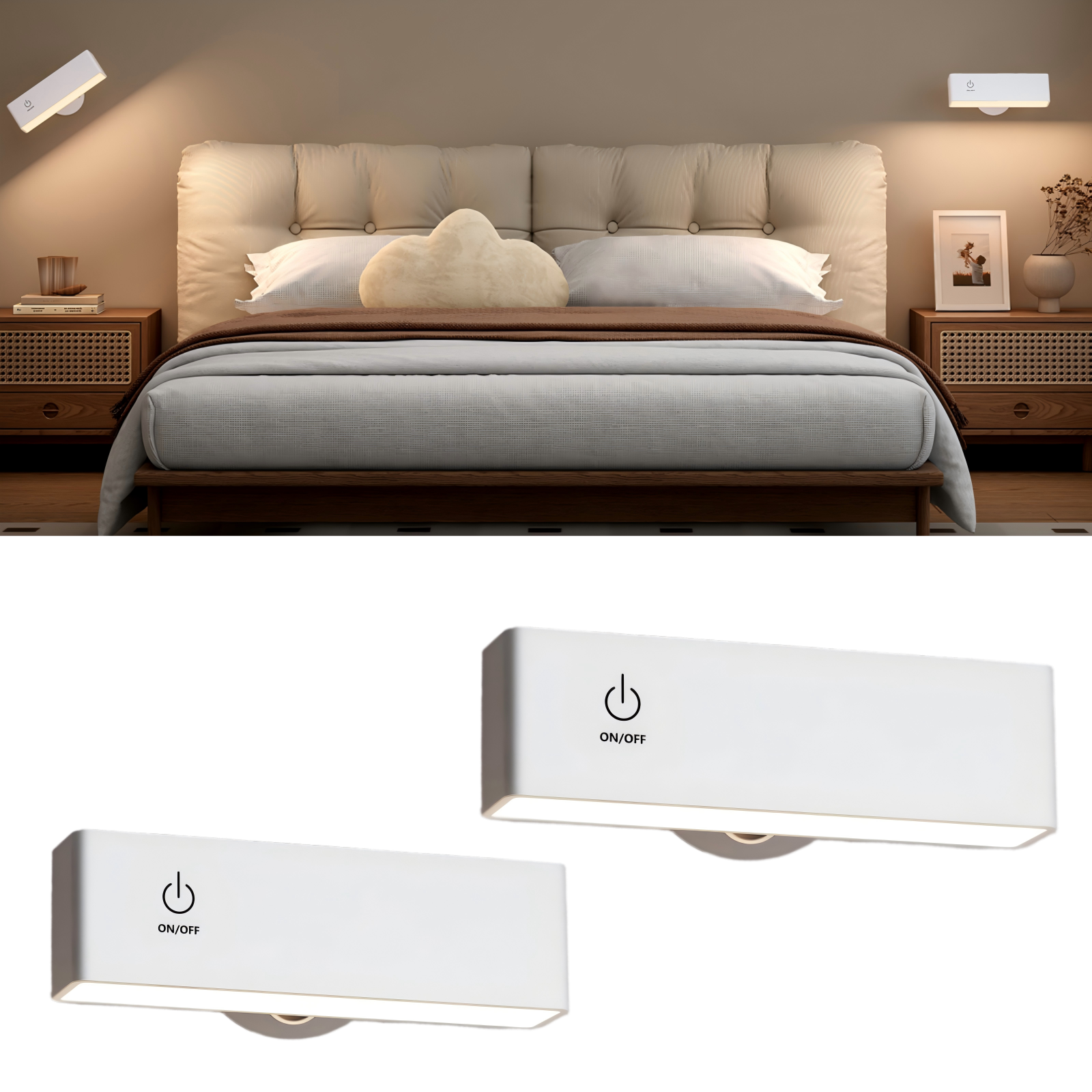 YiLaie 2 pcs Touch Dimmable 4000K White Magnetic Wall Sconce