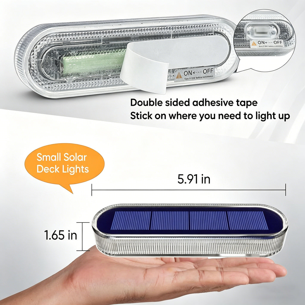YiLaie Blue Light Long Strip Solar Outdoor Lights for Deck