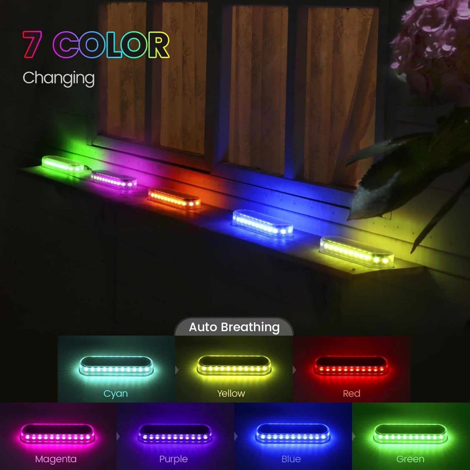 YiLaie RGB Solar LED Strip Lights – Oval Outdoor Waterproof Driveway Lights