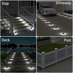 YiLaie Beveled Round White Solar Deck Lights Waterproof Outdoor Pathway Driveway Dock