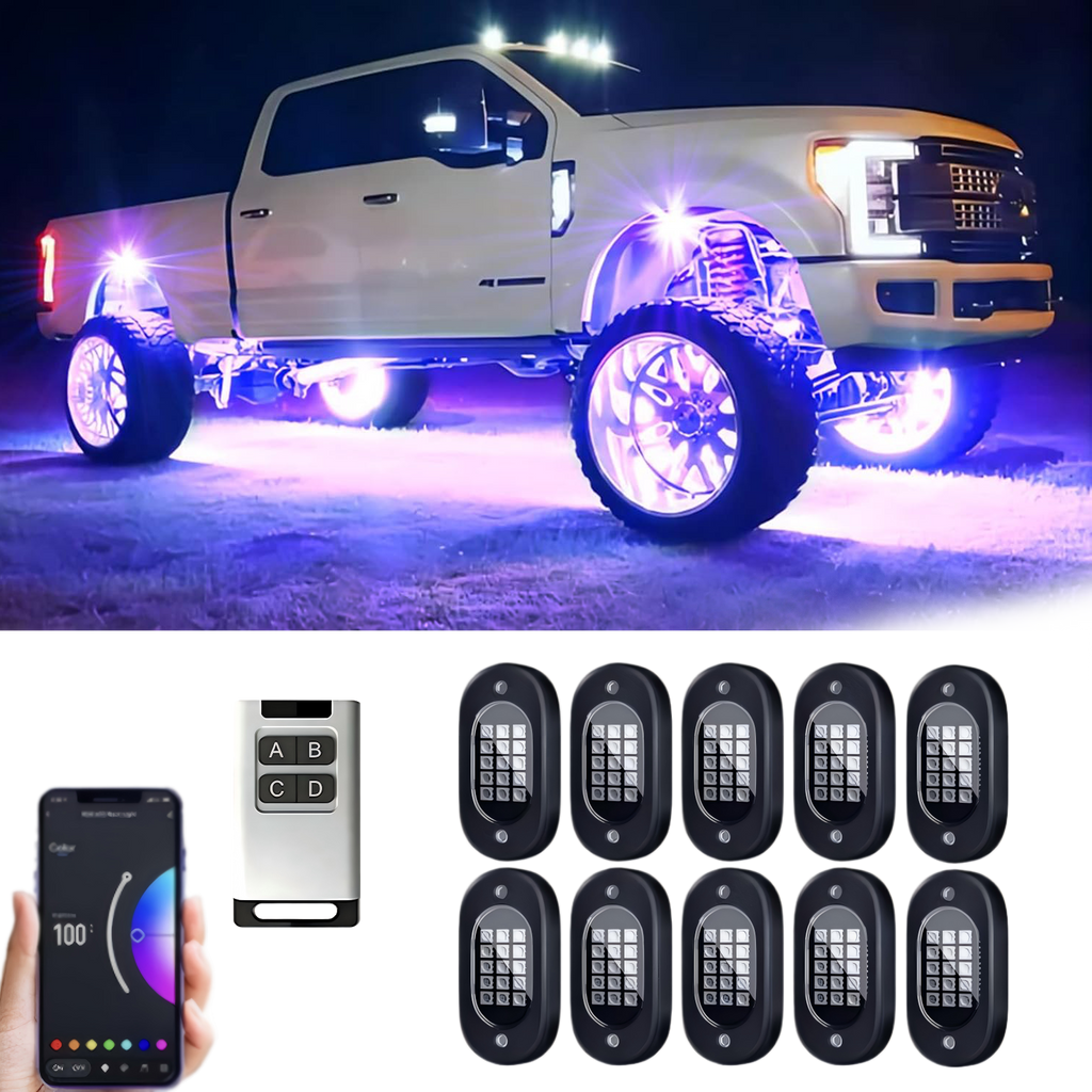 YiLaie 10 PodS RGB Rock Lights, 60 LEDs, 12V